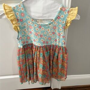 Matilda Jane Floral and Paisley Ruffle Sleeve Top - Size 10